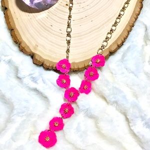Carol Dauplaise Hot pink floral necklace